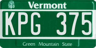 VT license plate KPG375