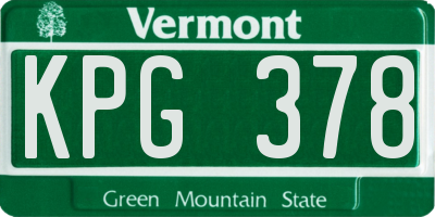 VT license plate KPG378