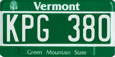 VT license plate KPG380