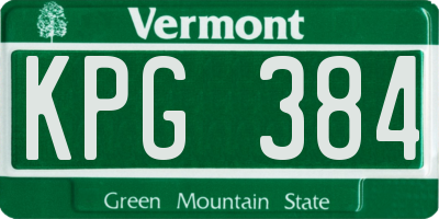 VT license plate KPG384