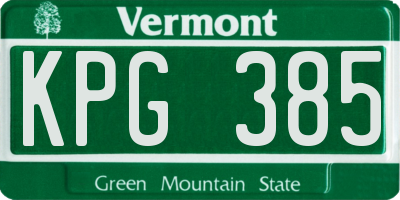 VT license plate KPG385