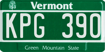 VT license plate KPG390