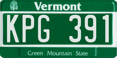 VT license plate KPG391