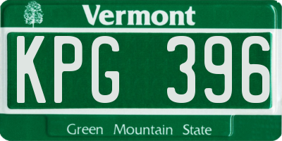 VT license plate KPG396