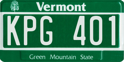 VT license plate KPG401