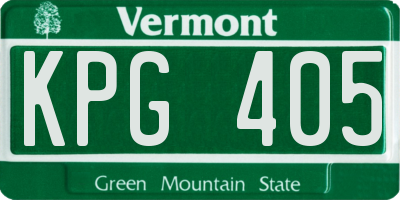 VT license plate KPG405