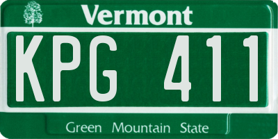 VT license plate KPG411