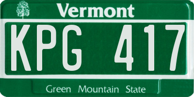VT license plate KPG417