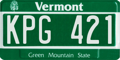 VT license plate KPG421