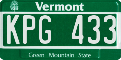 VT license plate KPG433