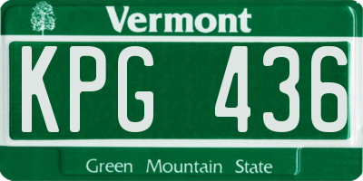 VT license plate KPG436
