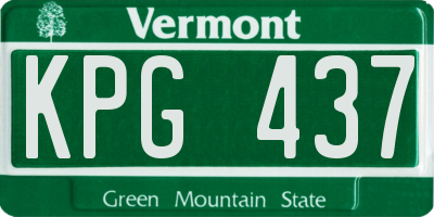 VT license plate KPG437