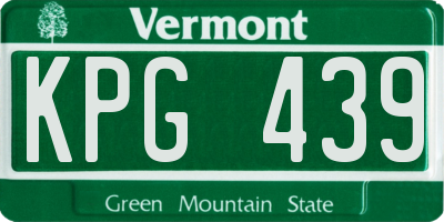 VT license plate KPG439