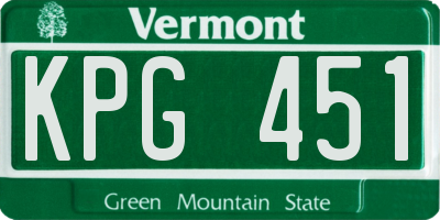 VT license plate KPG451