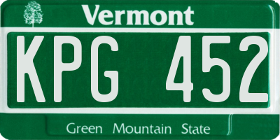 VT license plate KPG452