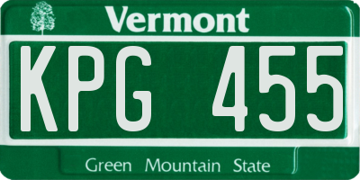 VT license plate KPG455