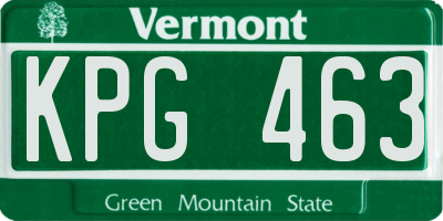 VT license plate KPG463