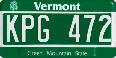 VT license plate KPG472