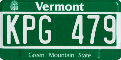 VT license plate KPG479