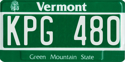 VT license plate KPG480