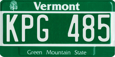 VT license plate KPG485
