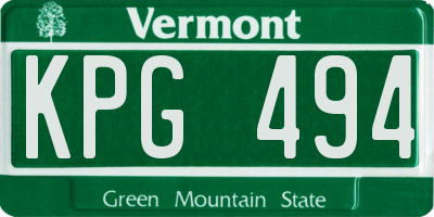 VT license plate KPG494