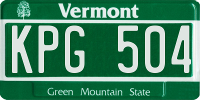 VT license plate KPG504