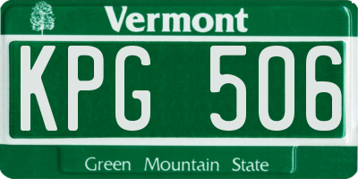 VT license plate KPG506