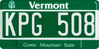 VT license plate KPG508