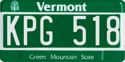 VT license plate KPG518