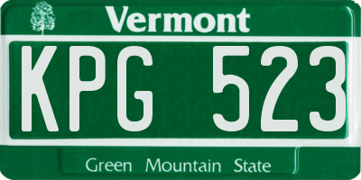 VT license plate KPG523
