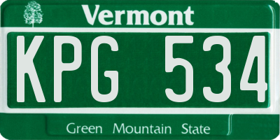 VT license plate KPG534