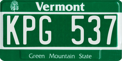 VT license plate KPG537