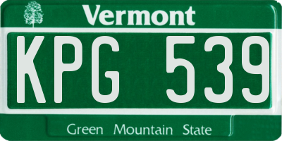 VT license plate KPG539