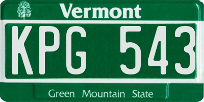 VT license plate KPG543