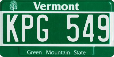 VT license plate KPG549