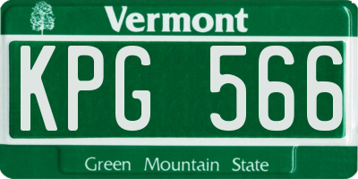 VT license plate KPG566
