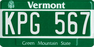 VT license plate KPG567