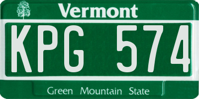 VT license plate KPG574