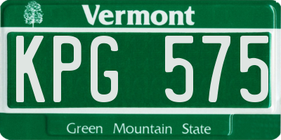 VT license plate KPG575