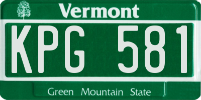VT license plate KPG581
