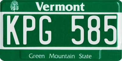 VT license plate KPG585
