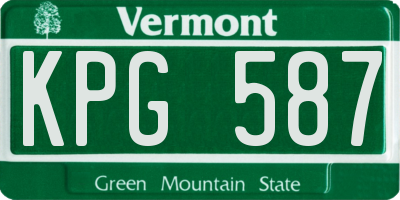 VT license plate KPG587