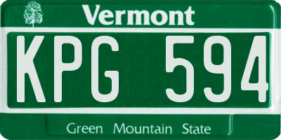 VT license plate KPG594
