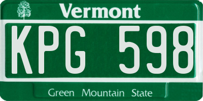 VT license plate KPG598
