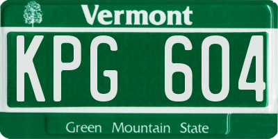 VT license plate KPG604