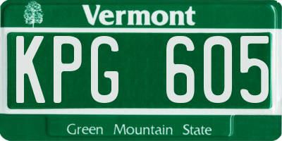 VT license plate KPG605