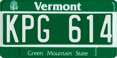 VT license plate KPG614
