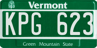 VT license plate KPG623