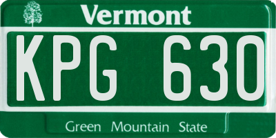 VT license plate KPG630